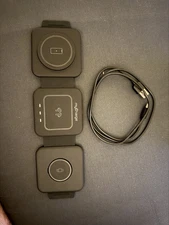 myCharge 3-in-1 Wireless Charging Pad with USB-C, Qi, Matte Black + Cable