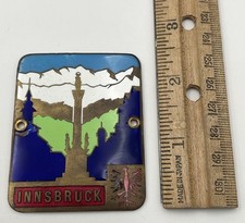 Innsbruck Enamel Automobile Auto Car Badge Austria Europe Travel Vintage