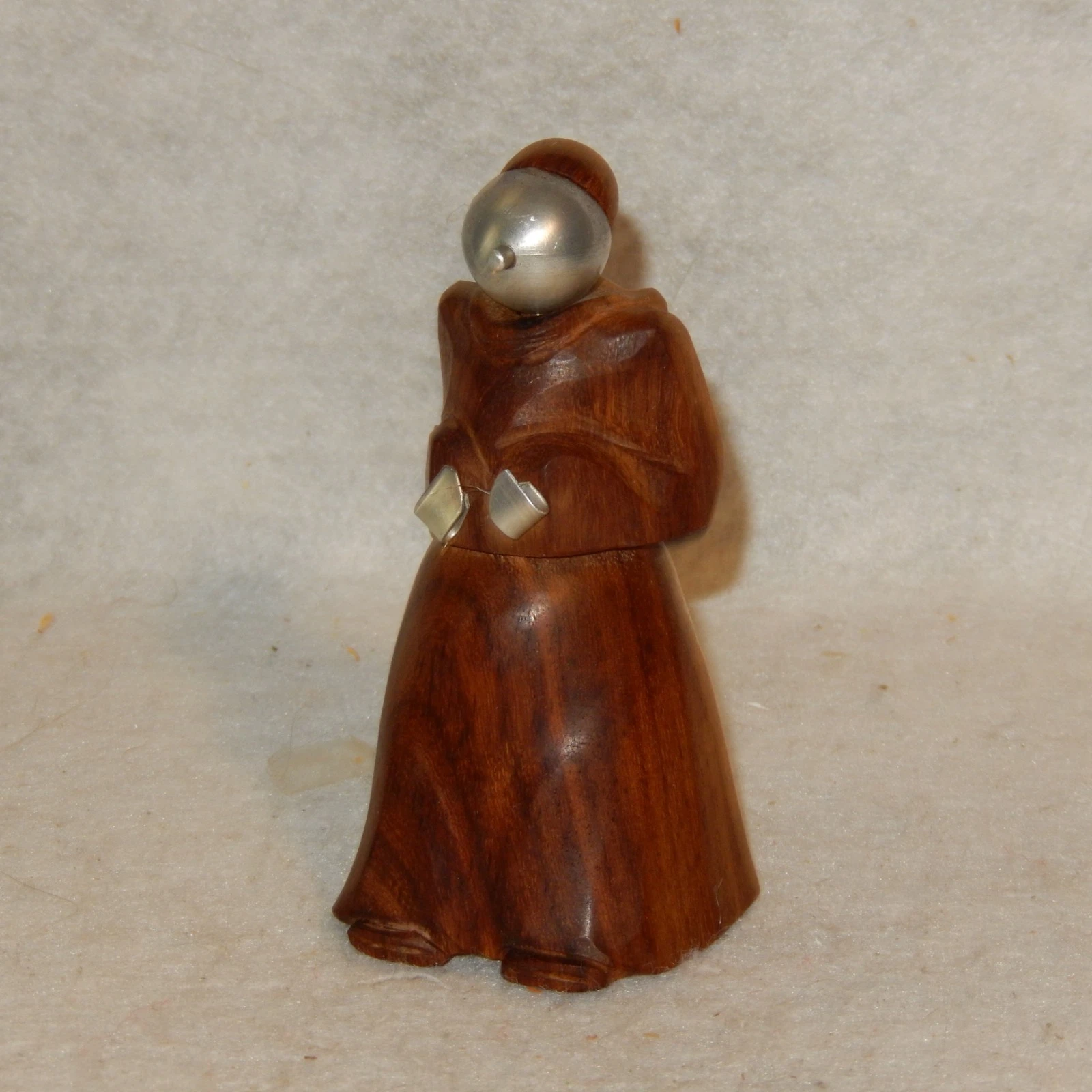 Vintage MONK Peugot Freres LION France Figural Wood Pepper Mill Grinder Friar
