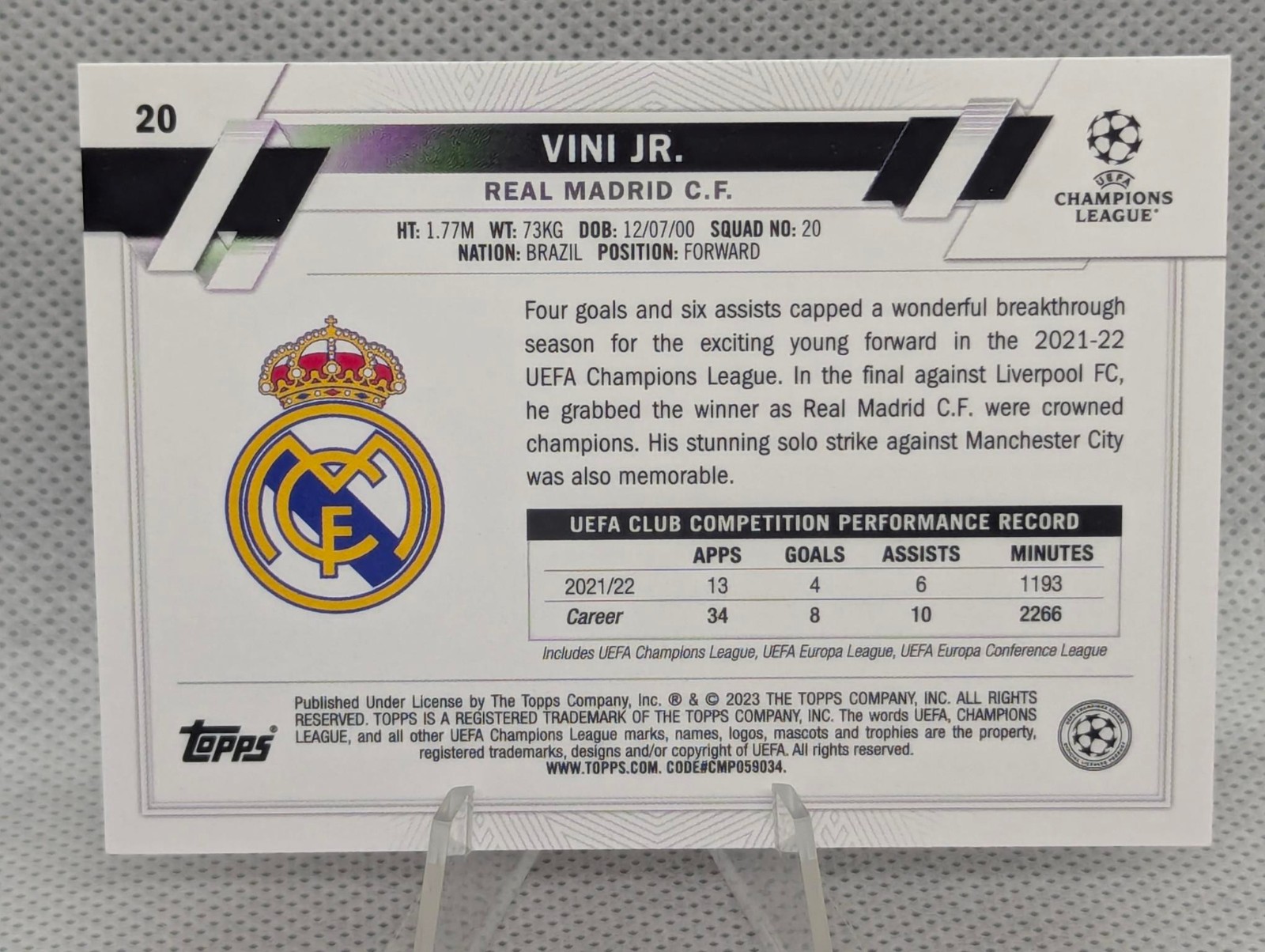 Vini Jr. - INFERNO - Topps UCC Flagship 2022/23 - Real Madrid Brazil Vinicius view 2