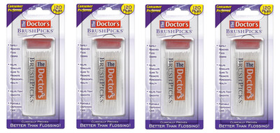 4 Pack The Doctor's Brush Picks Interdental Toothpicks, 4x120 Picks Each