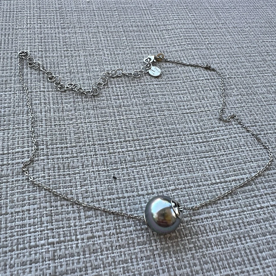 Collar Gargantilla Perlas Majorica 12mm Gris Nuada Collar Perla Foto 2 de 4