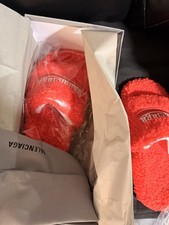 Balenciaga Red Shearling Fur Slide Men's and Women  s Comfort Slippers Designer