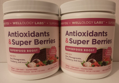 2 WELLOLOGY LABS  ANTIOXIDANTS & SUPER BERRIES SUPERFOOD BOOST POWDER MIX 8/2027