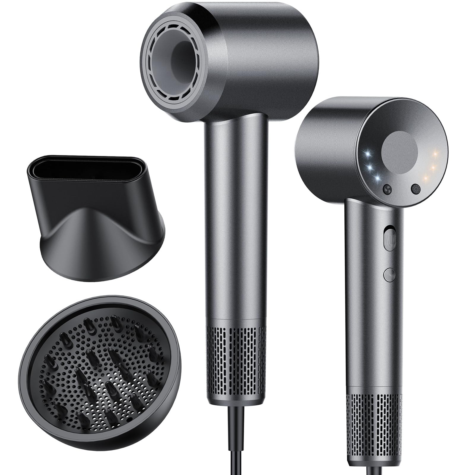 Asciugacapelli Delicato per Famiglia 1600W - Phon Ionico Anti-Bruciature