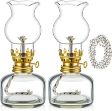 Yexiya 2 Pieces Rustic Oil Lamp Lantern Large Classic Kerosene Clear 