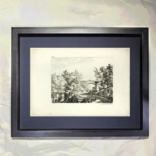 Achille Etna Michallon "Landscape, plate IV" CUSTOM FRAMED Art