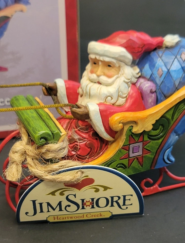 Jim Shore 2016 Heartwood Creek  Dash Away All  Mini Santa  Sleigh 5 Piece w/Box - Image 2 of 4