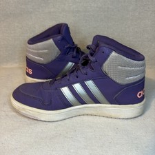 Adidas Kids Hoops Unisex Sneakers Size 5 Purple Matte Silver Basketball School