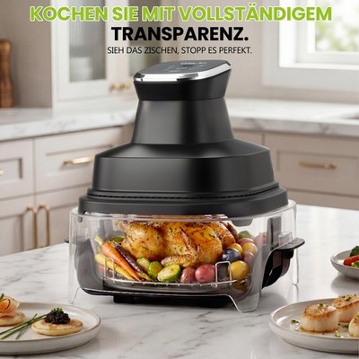 Air fryer Heißluftfritteuse, 9 L(4.5 L&4.5L) 4-in-1 multifunktional, 8 Portionen