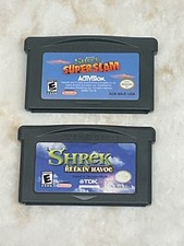 SHREK REEKIN' HAVOC & SUPER SLAM GBA GAMEBOY ADVANCE LOT DREAMWORKS - TESTED