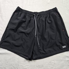 SAXX Oh Buoy 2N1 Volley 5" Shorts Mens XXL Black Swim Trunks Liner Drawstring