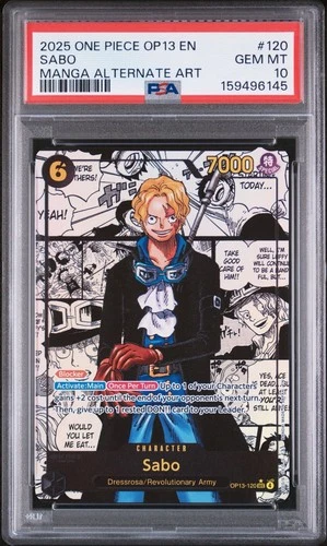 2025 One Piece OP13 En Manga Alternate Art #120 Sabo PSA 10 GEM MINT