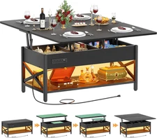 Aheaplus Coffee Table Lift Top Multi-Function Coffee Table Converts to Dining Ta
