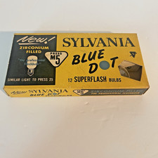 Sylvania Blue Dot, Press M5, Superflash Flashbulbs, 12ct Zirconium, Sealed VTG