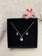 925 Sterling Silver Teardrop Stone Set Pendant And Earring Set By Sreema London