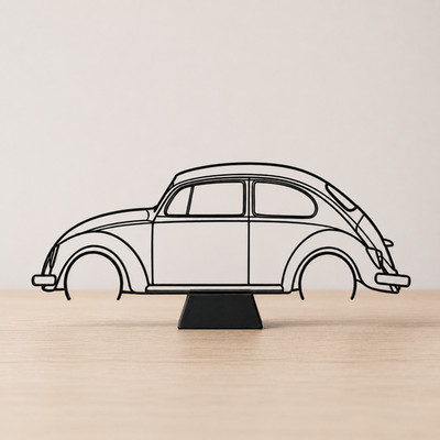 Volkswagen Beetle Silhoette, Schreibtischdeko, Wall Art, Cake Topper