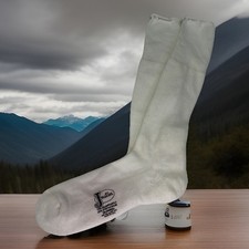 VTG Socks Crew Thick White Orlon Acrylic USA Made Mid Calf 80s 90s Justin Men's