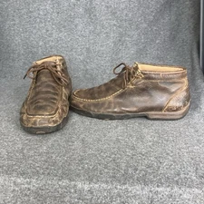 Twisted X Chukka Boots Mens 10.5 M Driving Moc Bomber Brown Leather Shoes