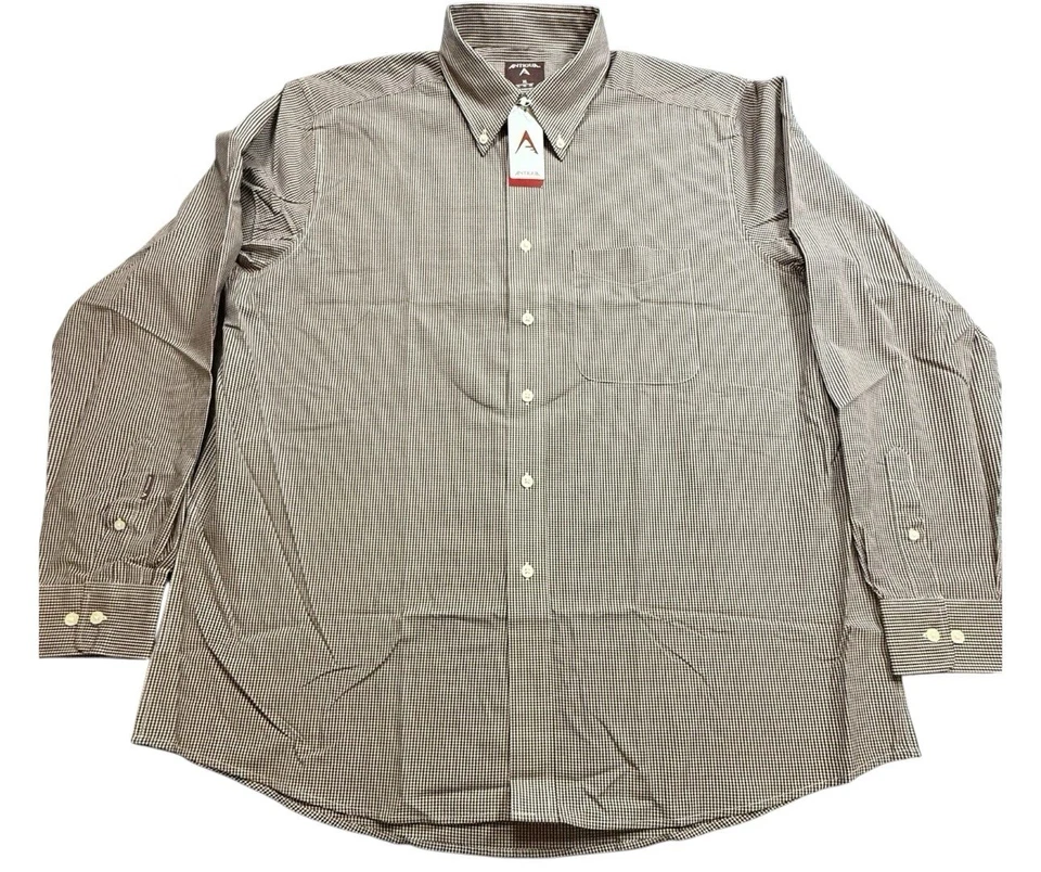 Antigua Hombre XL Manga Larga Con Botones Granate y Blanco Cuadros Nuevo Con Etiquetas Foto 3 de 3