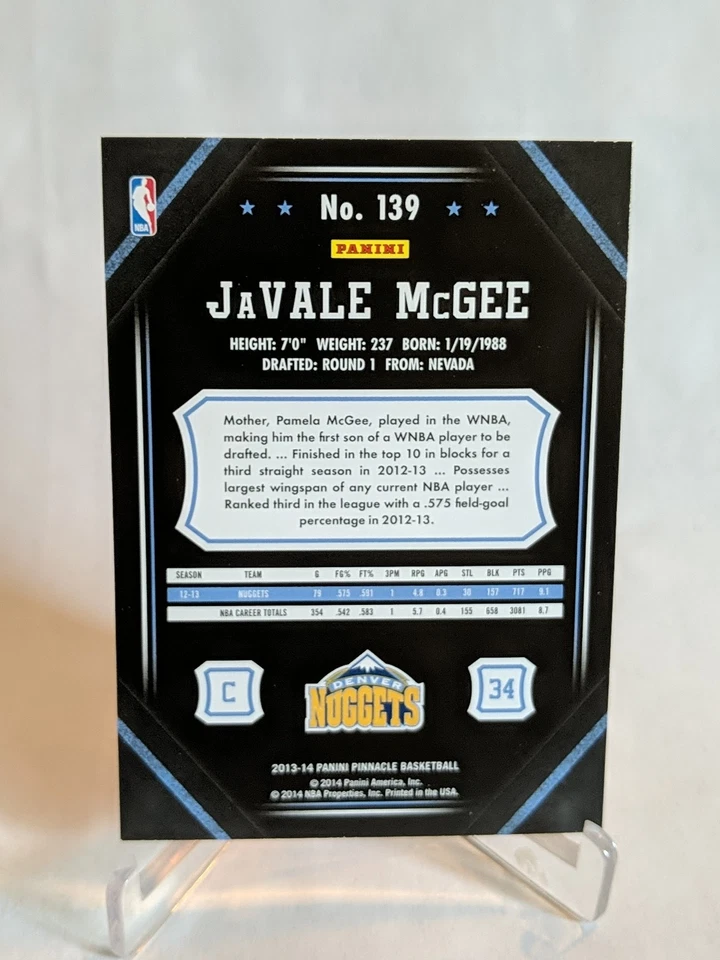 JaVALE McGEE 2013-14 Panini Pinnacle Artist's Proof #139 Nuggets - Image 2 of 2