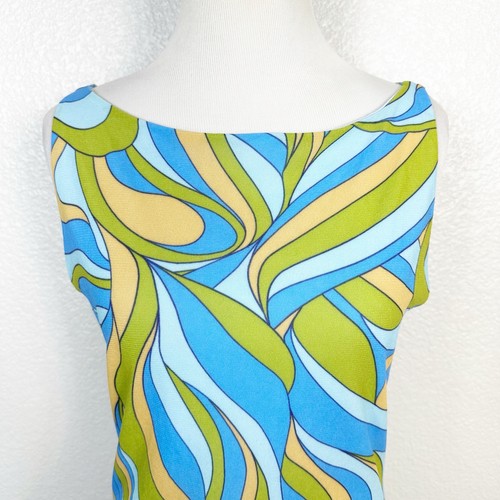 Vintage 90s Y2K Agaci Too Whimsical Print Phoebe Buffay Boat Neck Tank Top L - Picture 3 of 10