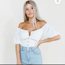 Kittenish Eyelet white Claire bodysuit Small