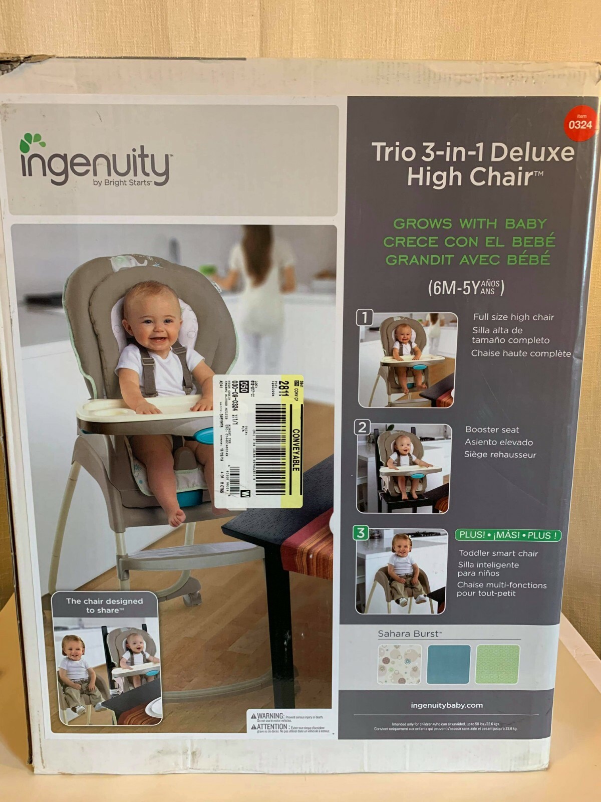 ingenuity trio 3 in 1 deluxe high chair sahara burst