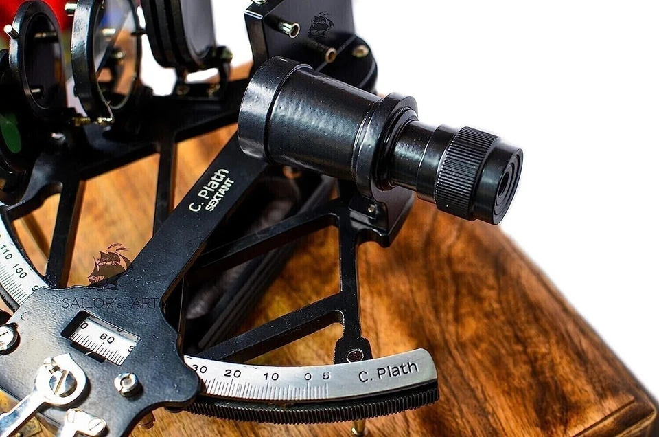 Vintage C Plath aspecto antiguo negro 9" sextante náutico 1712 totalmente funcional REGALO Foto 2 de 4