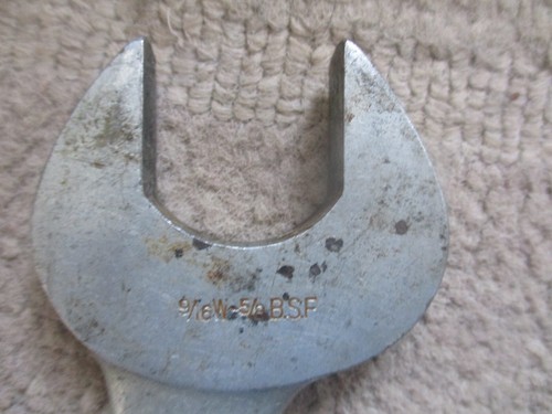 RARE BRITOOL 9/16 & 5/8 whit Open Ended Spanner No 6J101110 MILITARY marked 1953 - Picture 5 of 15
