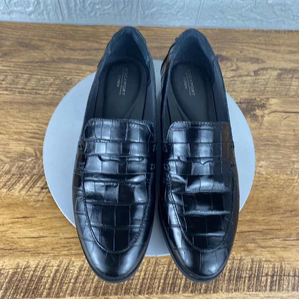 Zapatos mocasines Rockport Trutech para mujer de cuero en relieve negros talla 9,5 M Foto 2 de 4