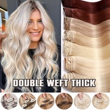 Thick Clip In Real Human Hair Extensions Double Weft Remy Hairpiece 8PCS 18CLIPS