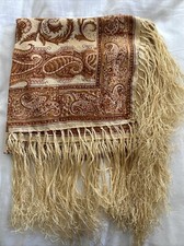 VINTAGE SILK HAND PRINTED SHAWL 42"
