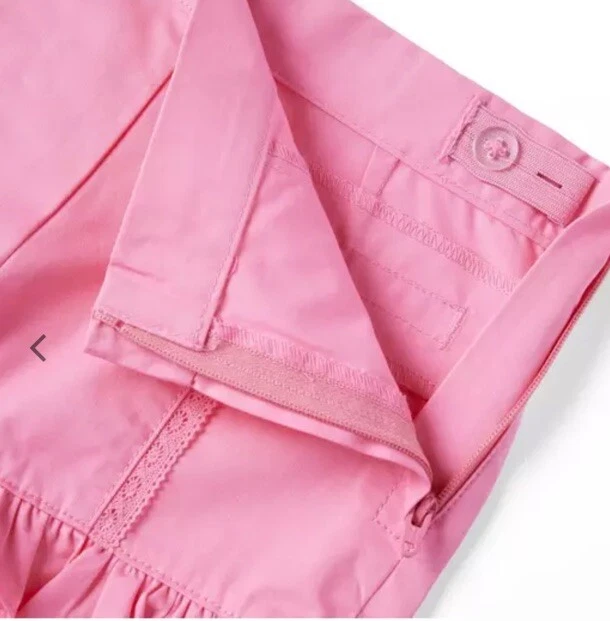 Nuevo con etiquetas Pantalones Cortos Janie & Jack Niñas Rosa Volantes 🎀 Con Acento de Encaje Talla 12 Cintura Ajustable Foto 3 de 4