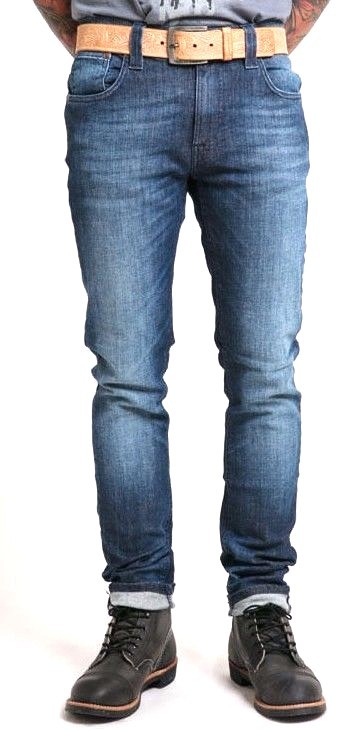 AUTHENTIC NUDIE JEANS DENIM CO THIN FINN ORGANIC BLUE VISION DARK