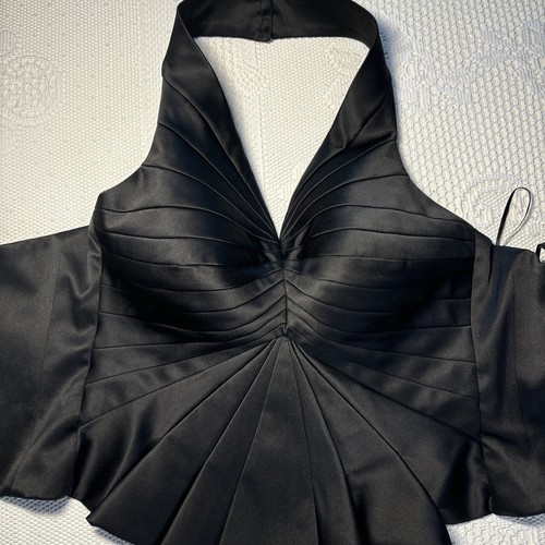 JS Collections Size 6 Bustier Halter Black Satin Evening NYE Party Festive Top - Picture 18 of 24