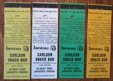 CARLSON SNACK BAR LANCASTER VIRGINIA PERKINS AMERICANA MATCHBOOK MATCHCOVERS E17