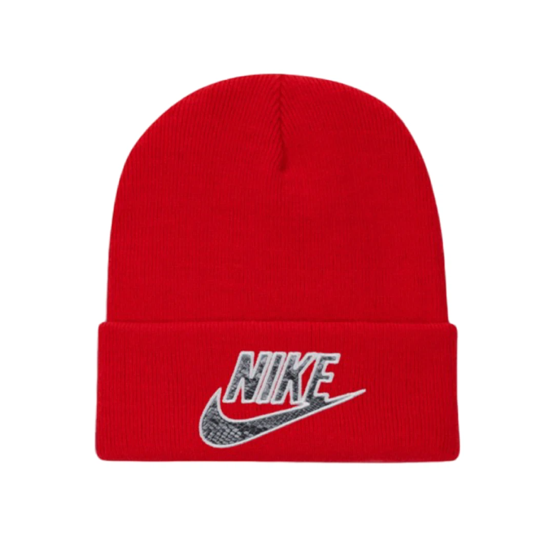 Bonnet rouge Nike x Supreme peau de serpent