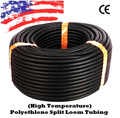 25 Ft. 3/4'' Split Wire Loom Conduit Polyethylene Tubing Black Color Sleeve Tube