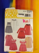 6309 Dresses New Look Kids easy Sewing Pattern Sz A 3-8