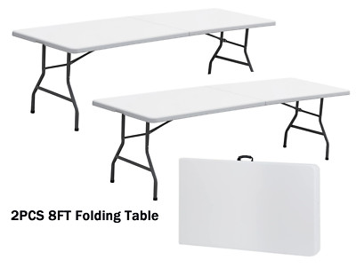 2PCS 8FT Folable Camping Table w/Handle Safety Lock Dining Table 300lbs Load