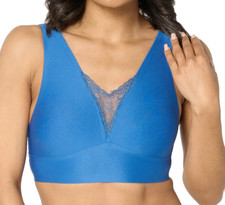 Breezies Invisible Bonded Wirefree Bra w Lace 3X Navy A691732 No Padding 10720