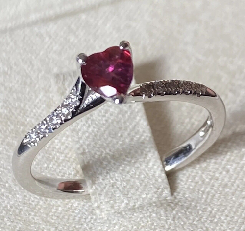 Bague Or Blanc 18K 750, Perle D'eau Douce Et Rubis Vrai - Femme, Fabrication Italienne