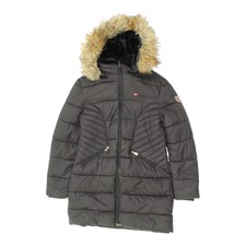 Geographical Norway Womens Black Quilted Faux Fur Parka Coat | Vintage Outdoor
