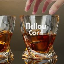 Custom Engraved Mellow Corn Whiskey Glass – 10 oz Twisted Rocks Glass