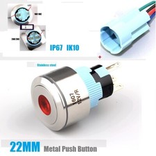 22mm Dot LED Illuminated IP 67 5A Stainless steel Anti-vandal Push button switch