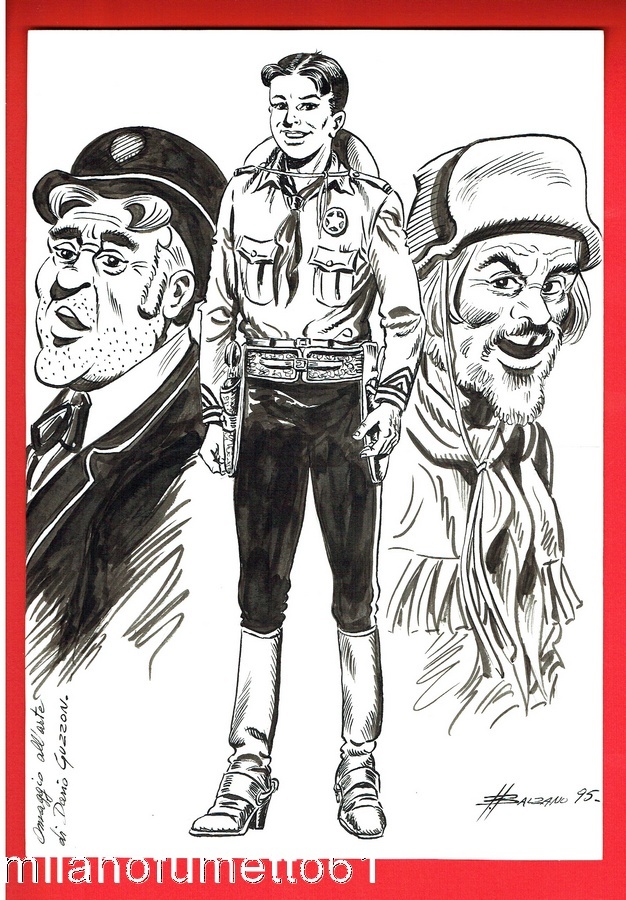 Captain Miki Salasso and Double Rum Original Illustration 21 x 30 Signed Comic Art