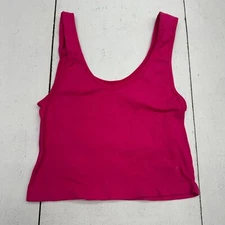 One Step Up Pink Ribbed Athletic Sleeveless Tank Womens Size Small