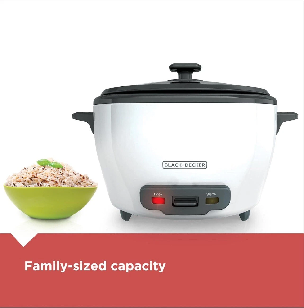 BLACK+DECKER Rice Cooker 6-Cup (Cooked) with Steaming Basket