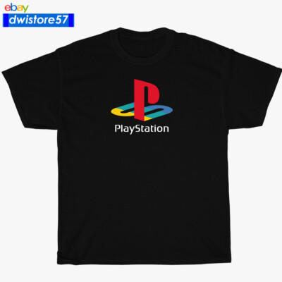 Playstation Play Station Classic Logo Black/Navy/Sport Grey T-Shirt S-5XL